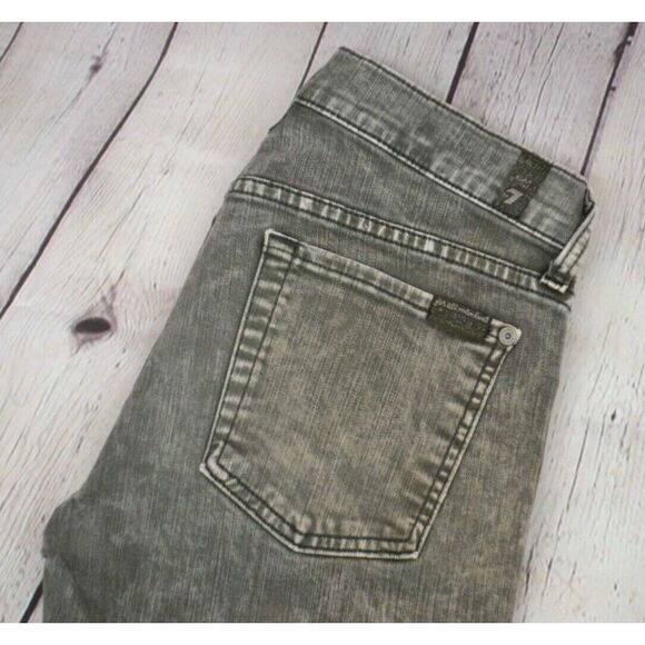 7 FOR ALL MANKIND Women's The Skinny Ankle Jeans SIZE‎ 28 Green Wash - Picture 1 of 10